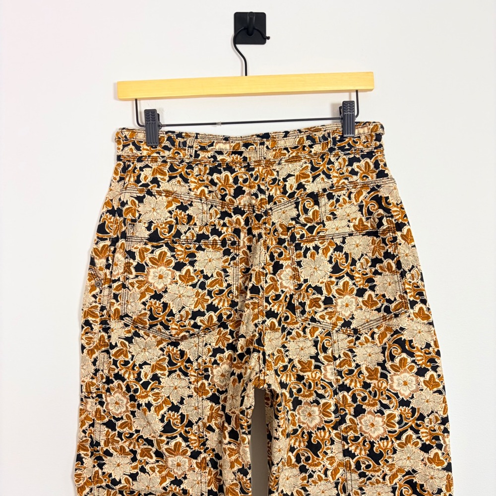 Ulla Johnson Apollo‎ Jeans Bronze Floral High Rise Button Fly Tapered Size 6 - Picture 6 of 9